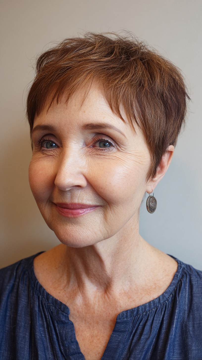 Chic Auburn Pixie with Textured Top