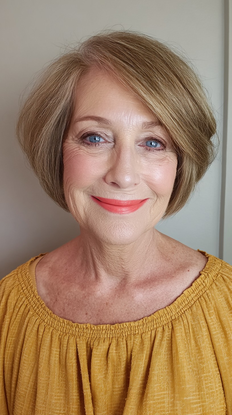 Chic Caramel Soft Bob for Active Seniors