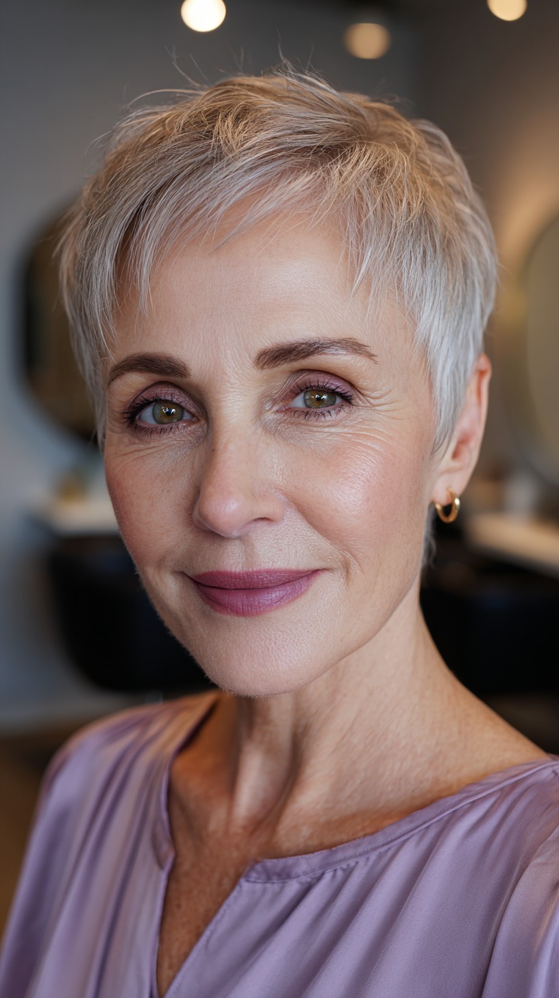 Chic Silver Pixie Cut for Mature Women