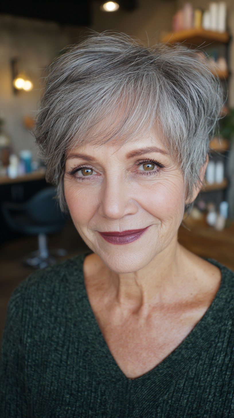 Chic Silver Textured Layer for Elegant Seniors