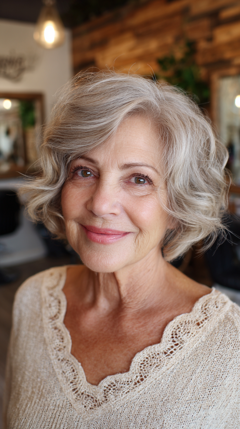 Chic Softly Curled Chin-Length Bob with Effortless Volume