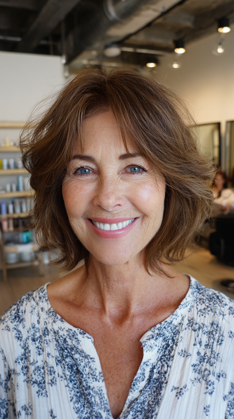 Chic Textured Bob with Lively Long Bangs