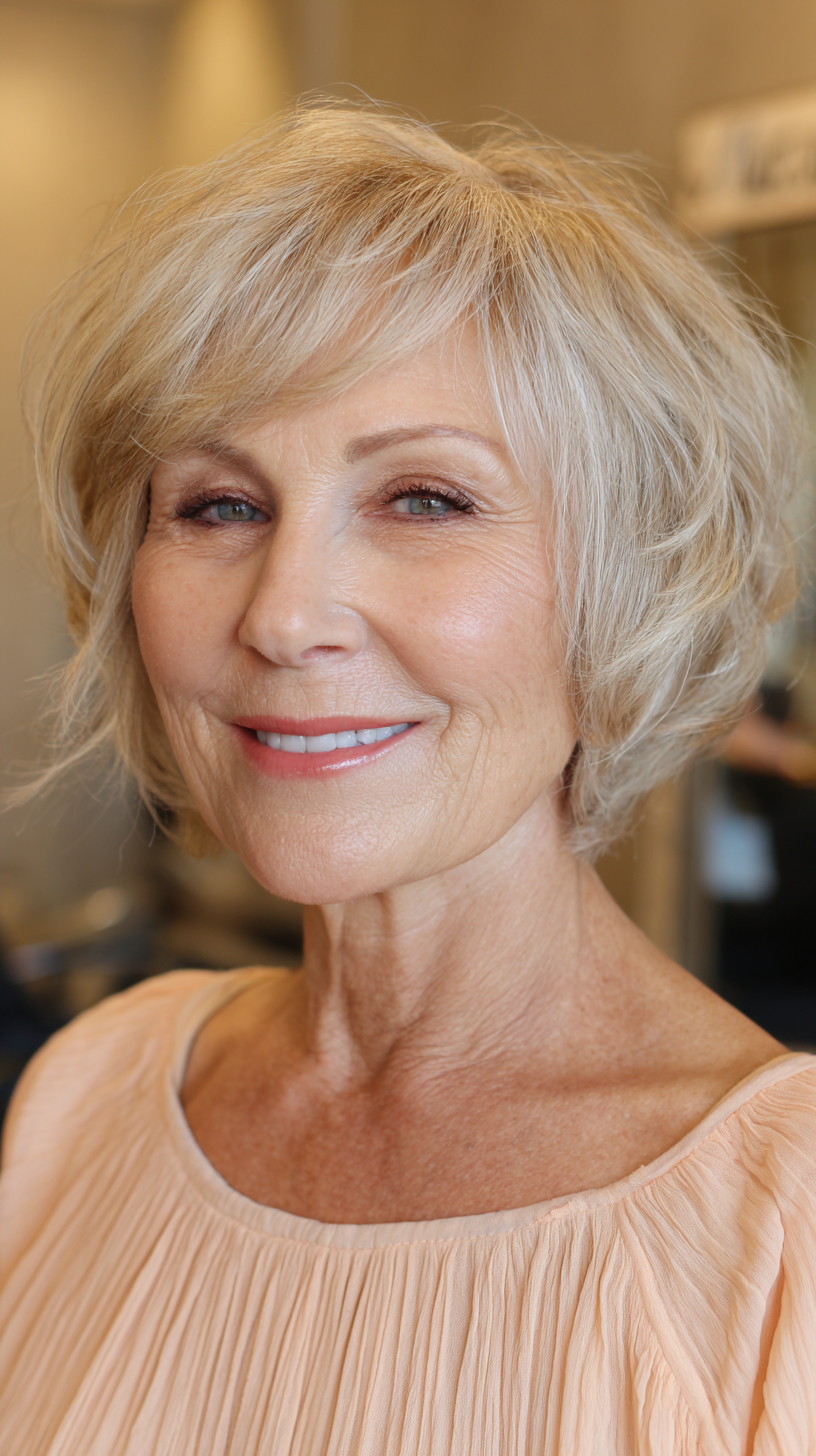 Chic Textured Bob with Soft Bangs