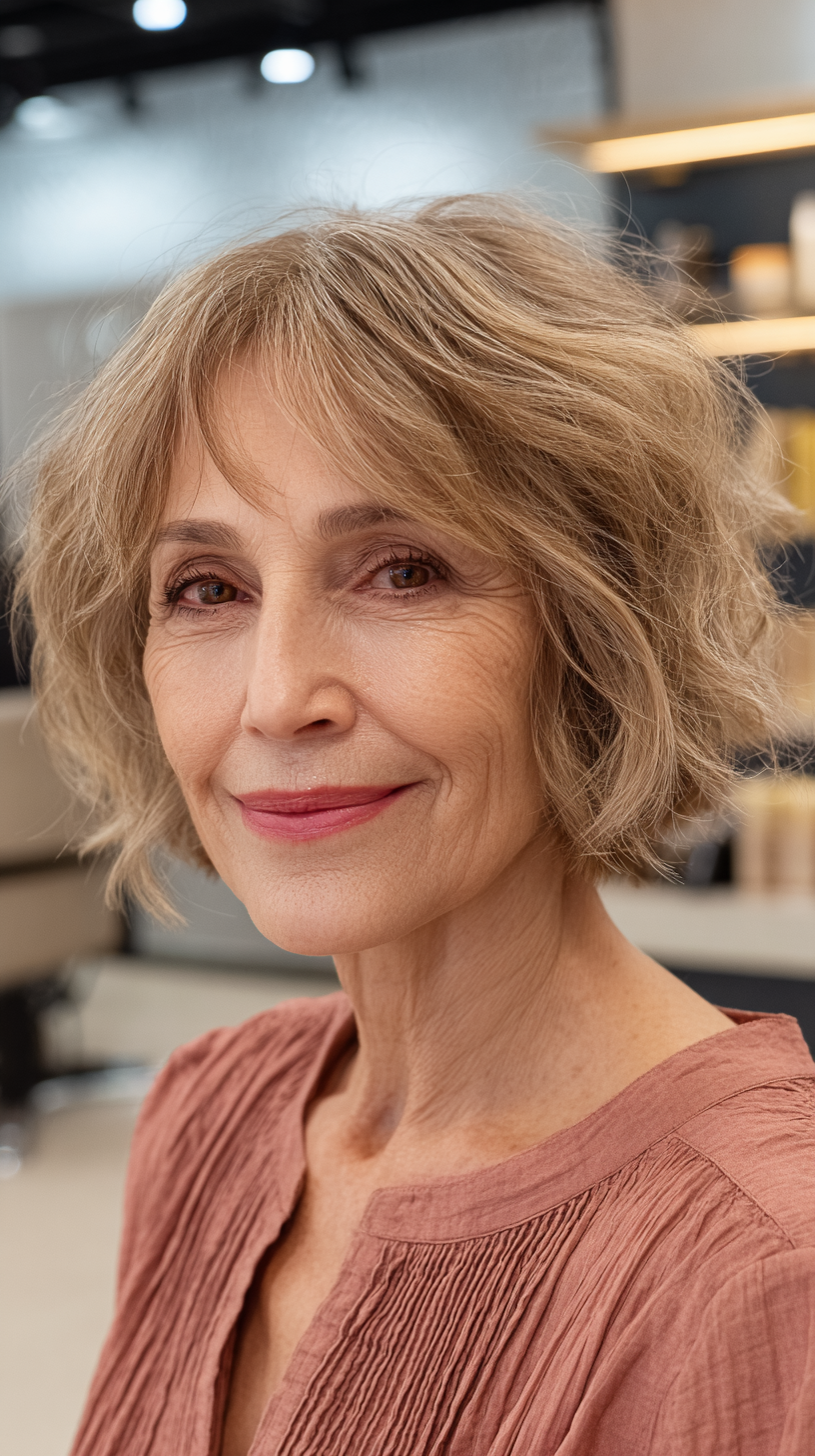 Chic Textured Chin-Length Bob with Natural Volume