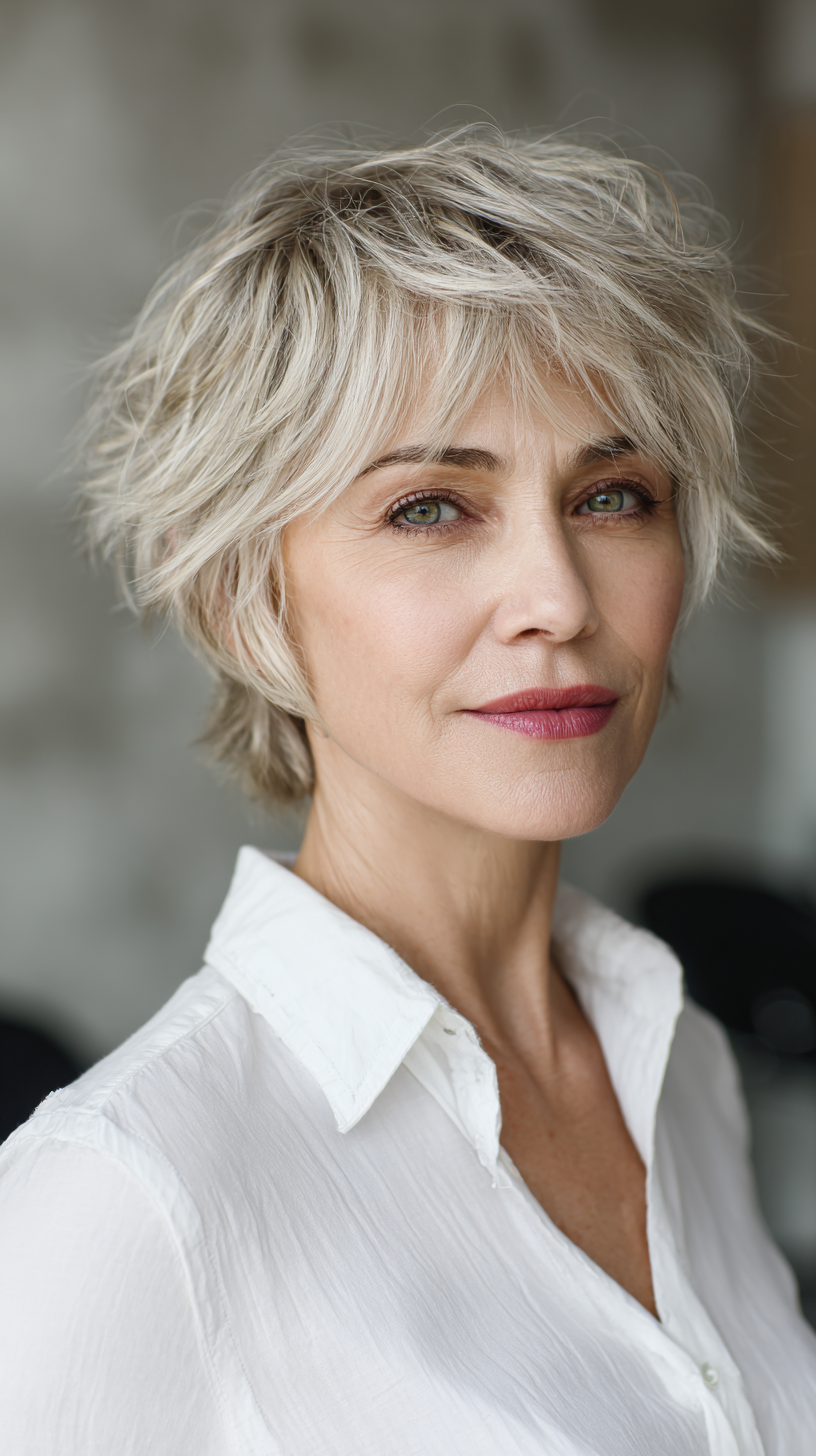 Chic Textured Shag Bob with Lively Bangs