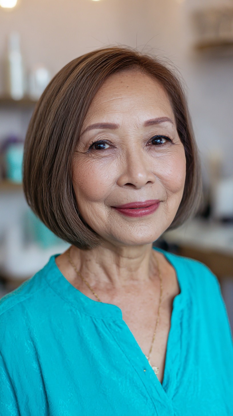 Classic Ash Brown Bob with Subtle Layers