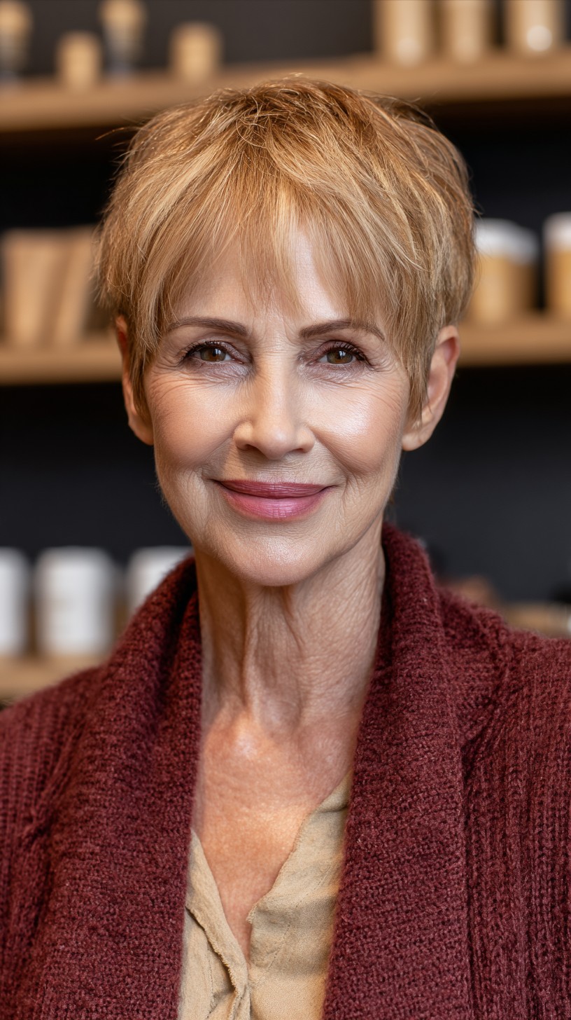 Classic Golden Tapered Pixie for Seniors