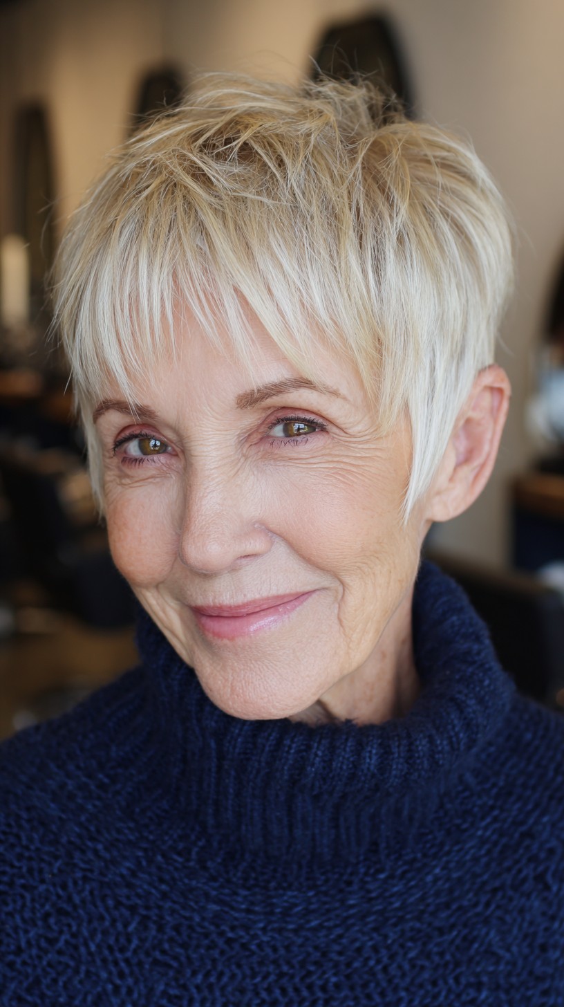 Classic Ice-Blonde Pixie with Soft Texturing