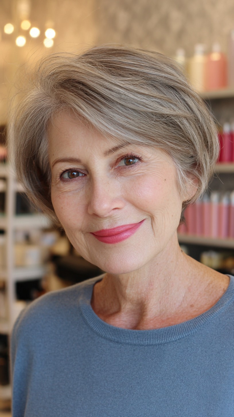 Classic Natural Grey Layered Pixie