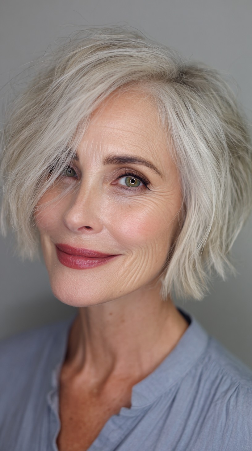 Classic Silver Textured Bob with Soft Edges