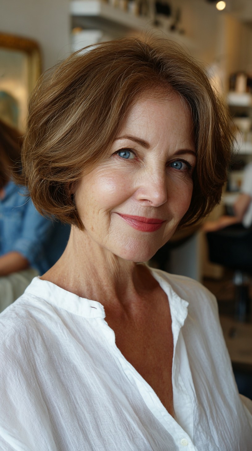 Classical Chestnut Bob with Natural Highlights