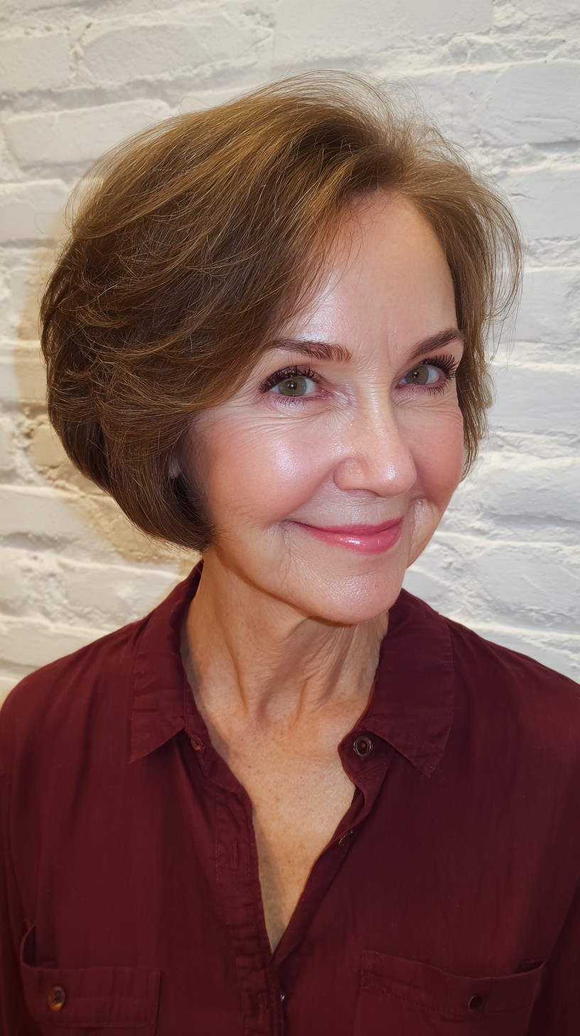 Classically-Tapered Chestnut Bob for Mature Style