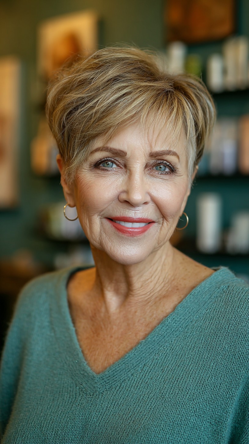 Dynamic Blonde Textured Pixie for Women Over 70