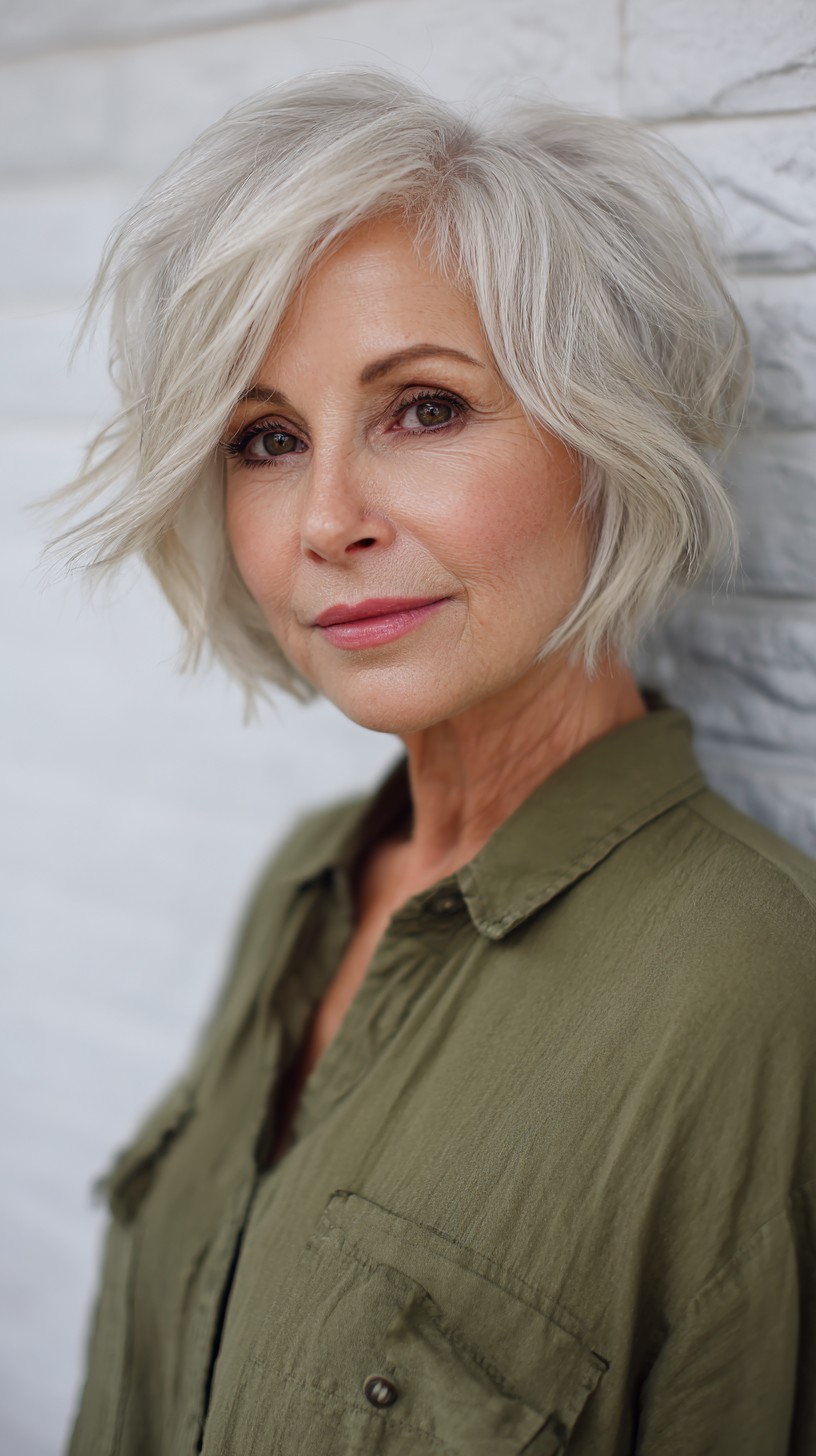 Dynamic Silver Feathered Crop for Fine Hair
