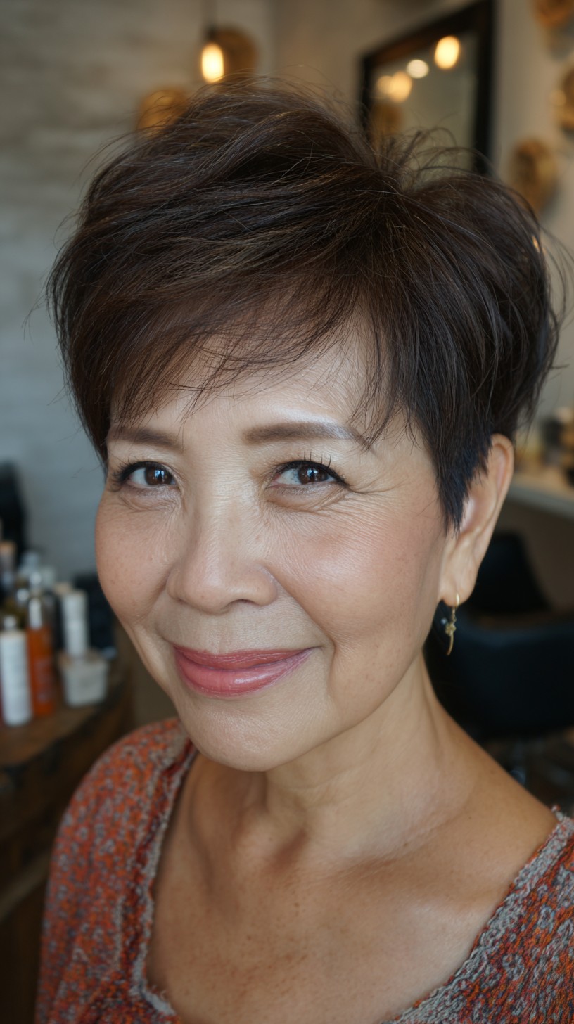 Dynamic Textured Pixie with a Tousled Top