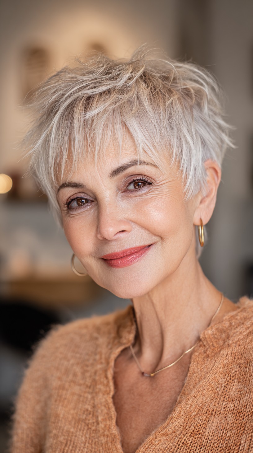 Effervescent Ash-Blonde Textured Pixie