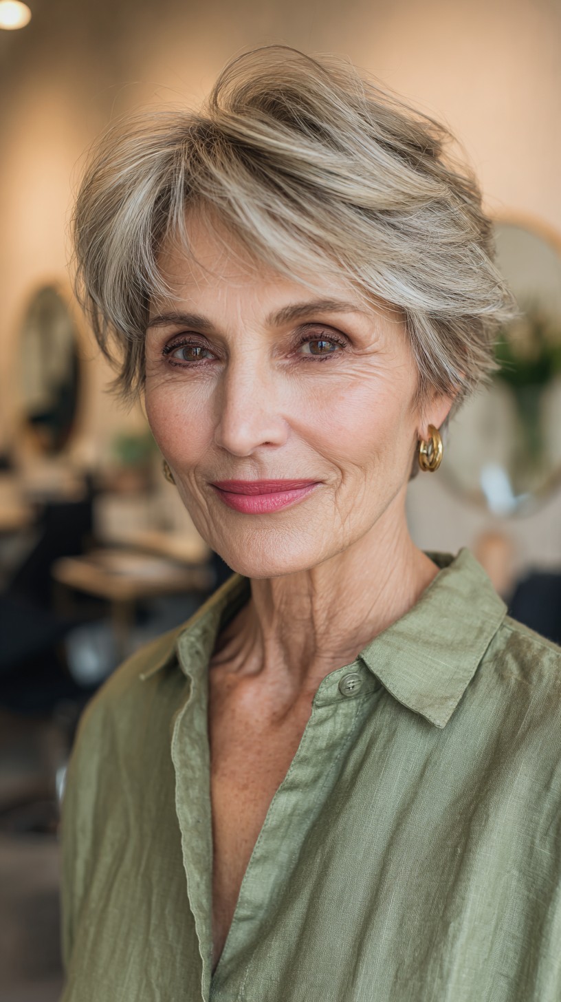 Effervescent Silver Windblown Pixie