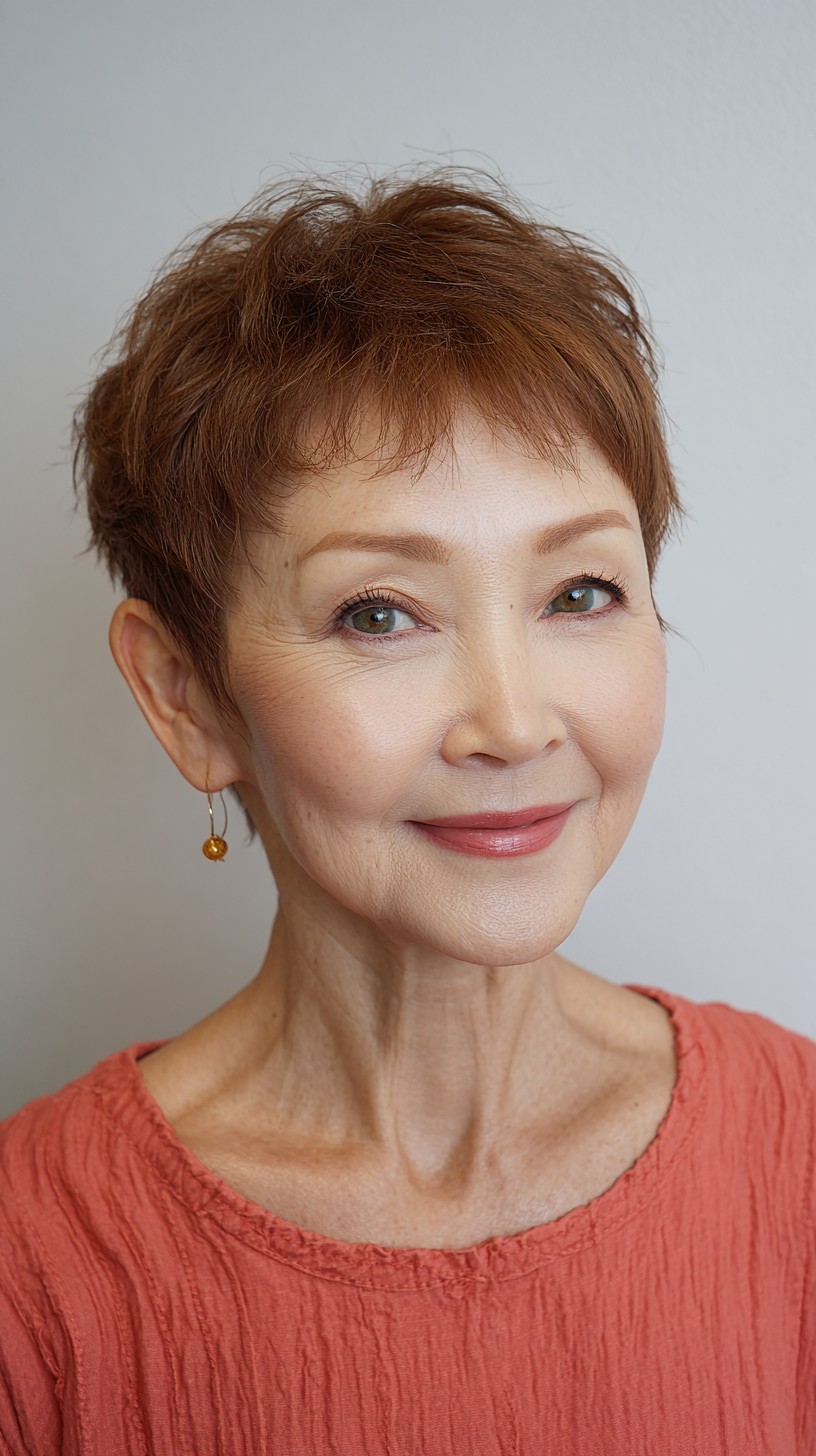 Effortless Copper Textured Bob for Seniors