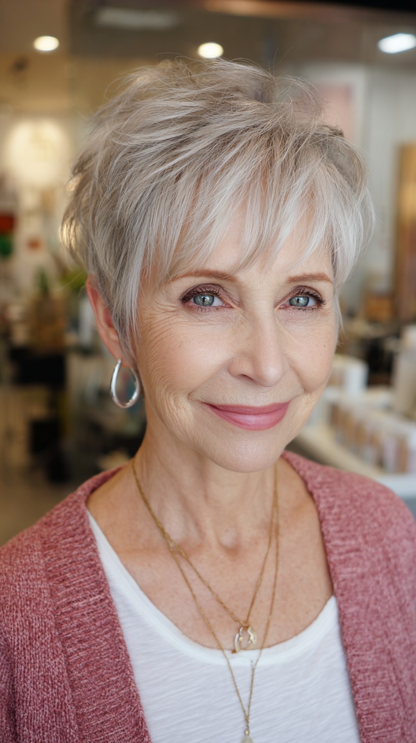 Effortless Platinum Tousled Pixie Cut