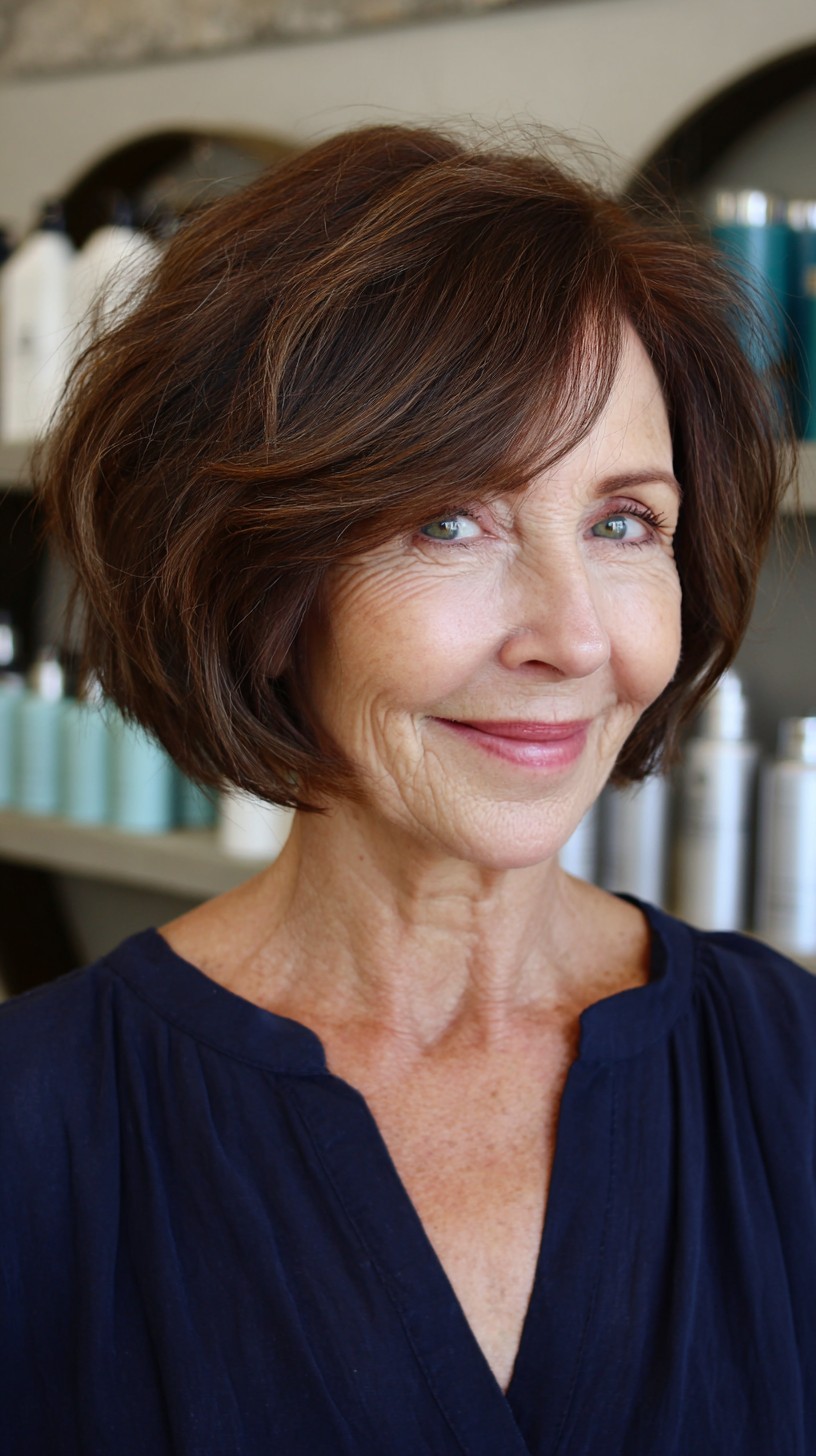 Elegant Rich Chestnut Textured Cut for Active Seniors