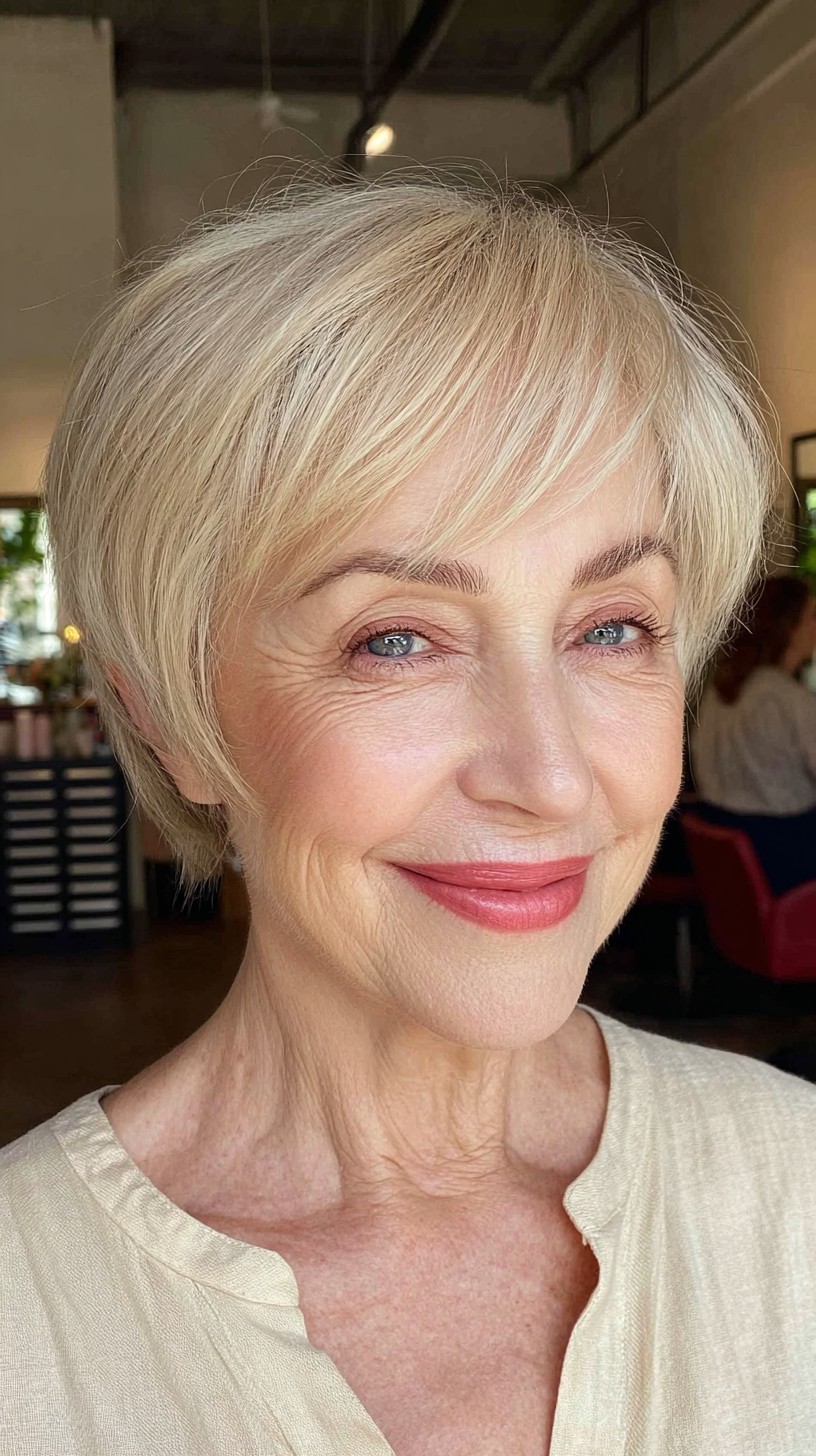 Ivory Elegance Tapered Pixie for Graceful Maturity