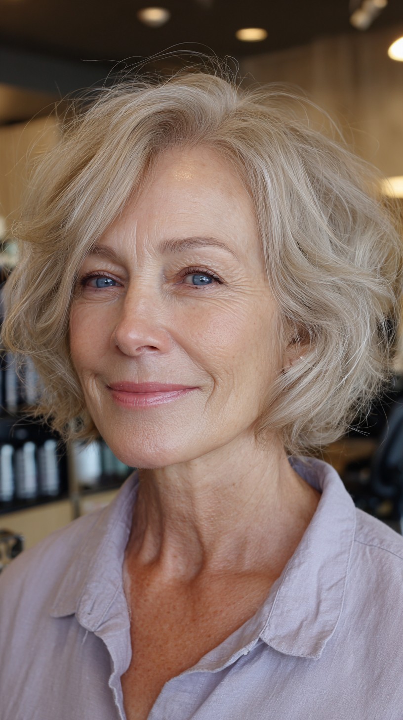 Layered Natural Gray Bob for Thinning Hair