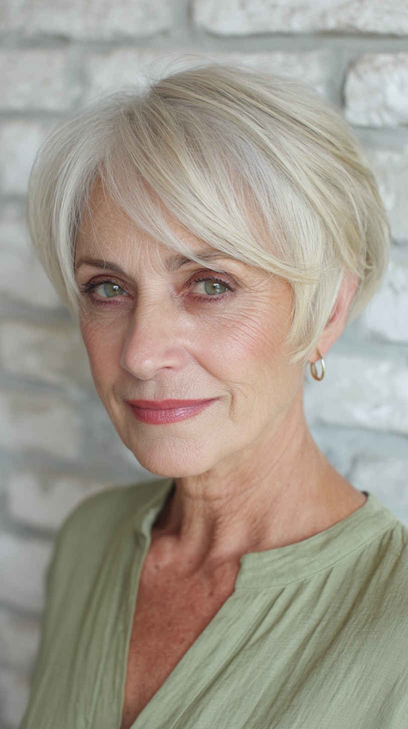 Light Blonde Feathered Pixie with Soft Tapering