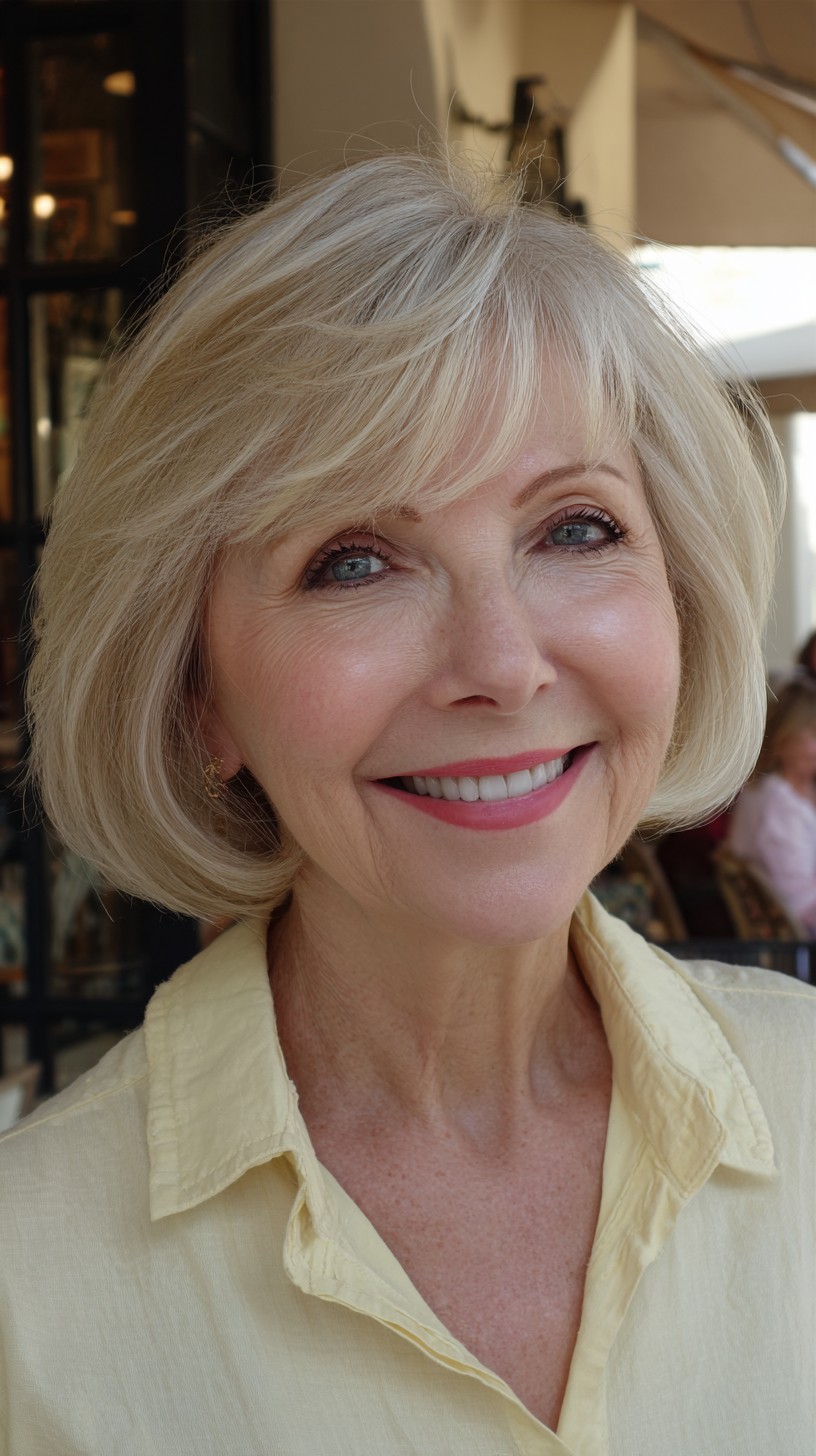 Light Blonde Layered Bob with Soft Texturing