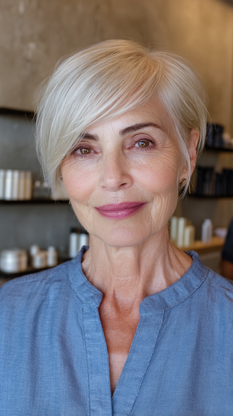 Light-Blonde Sleek Side-Swept Pixie