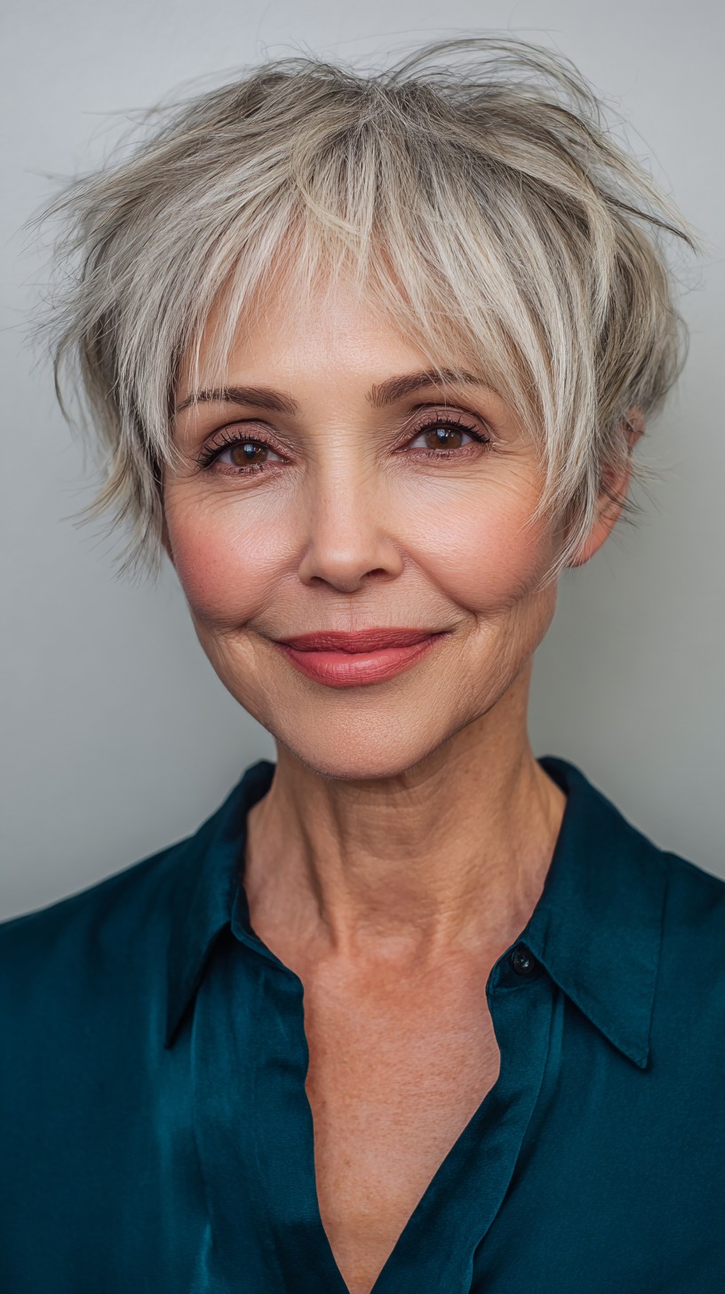Modern Salt-and-Pepper Layered Shag