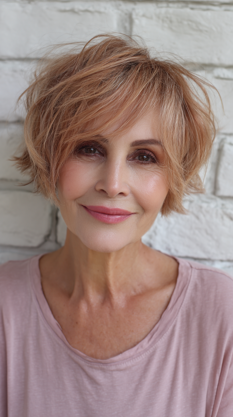 Modern Shaggy Bob with Tousled Bangs
