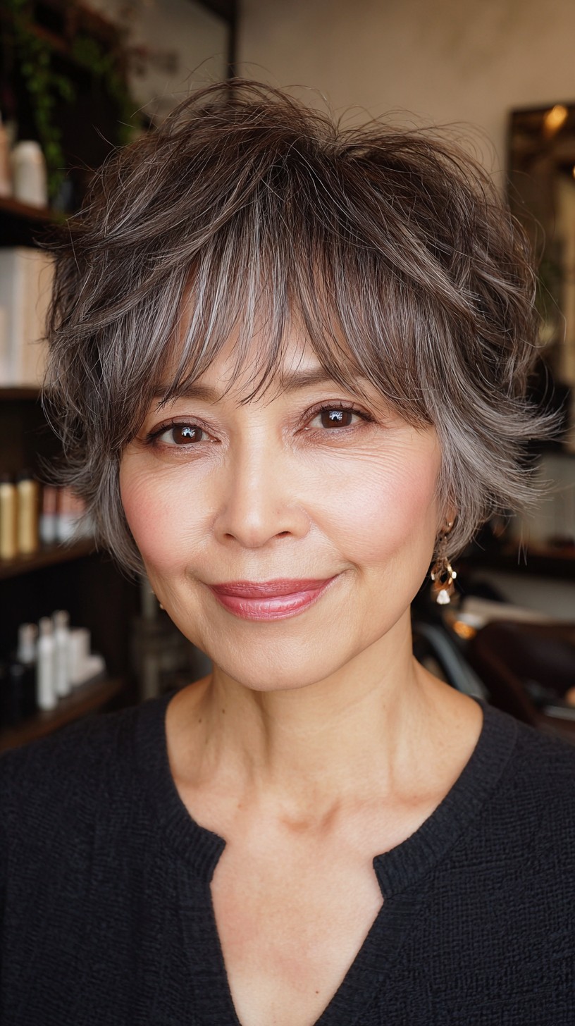 Refined Ash-Brown Layered Pixie with Soft Gradation