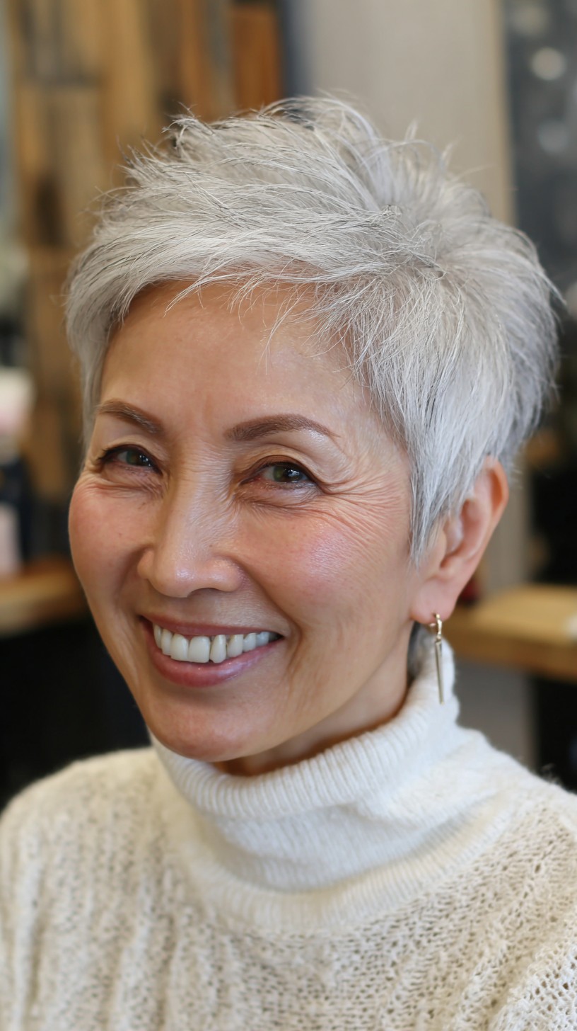 Refined Silver Textured Pixie for Active Seniors