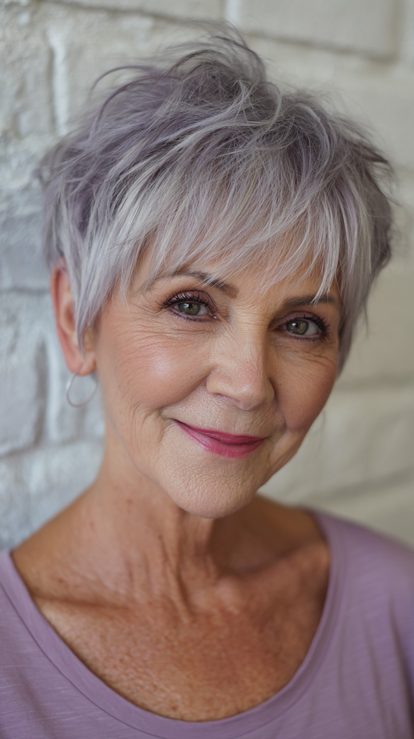 Silver Lavender Feathered Pixie for Seasoned Charm