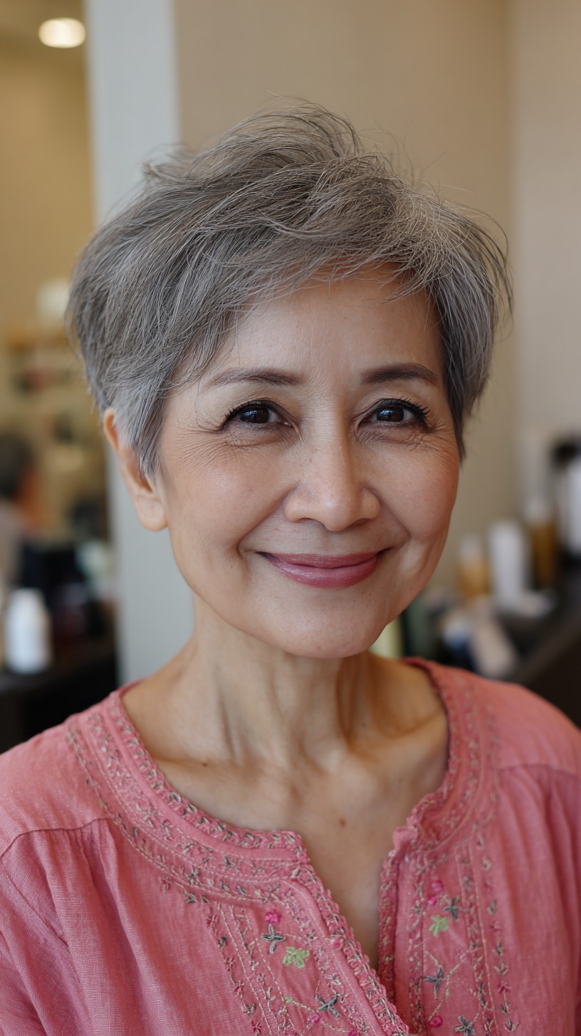 Silver Pixie Cut with Textured Waves