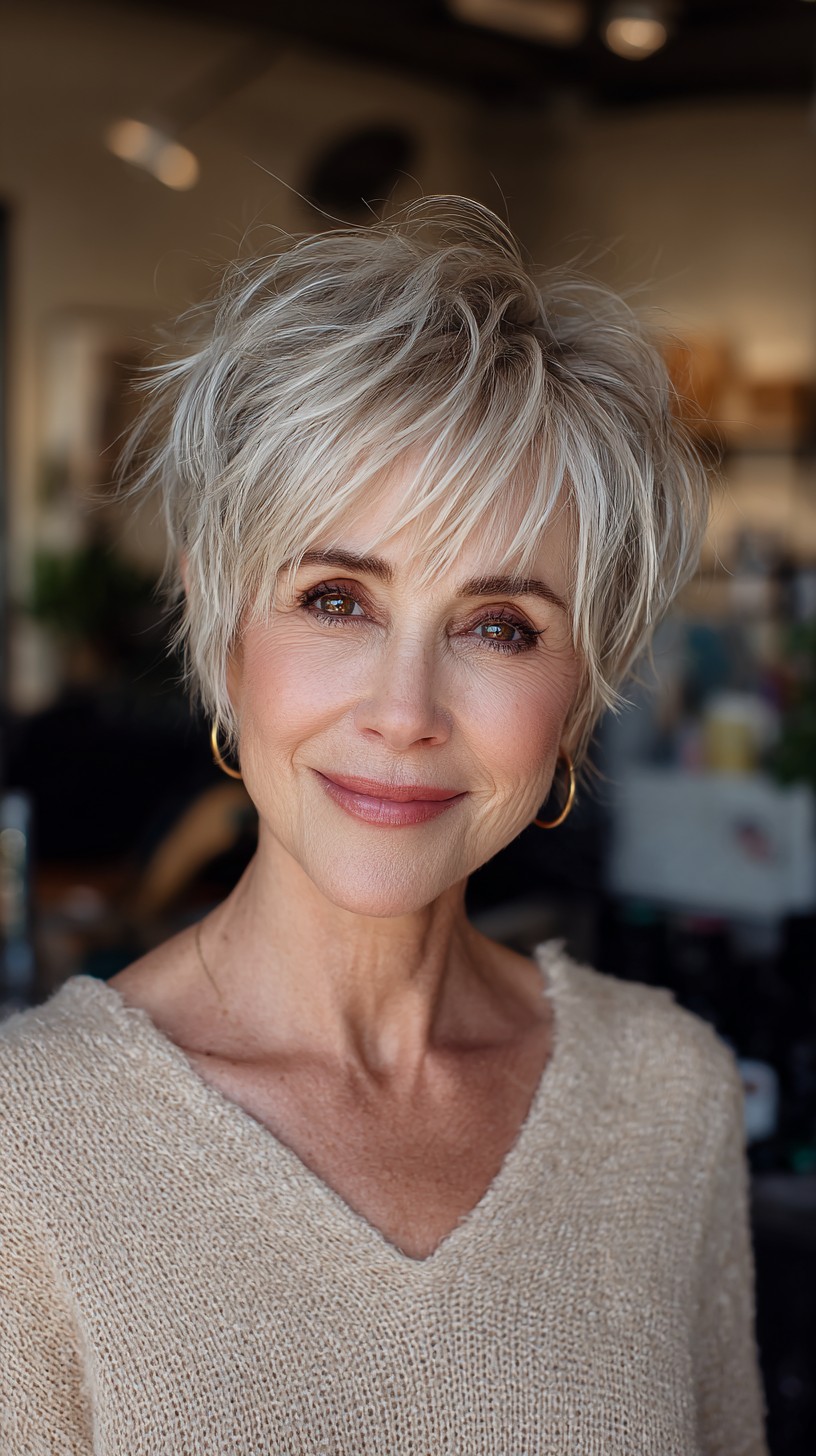 Silver Playful Layered Pixie