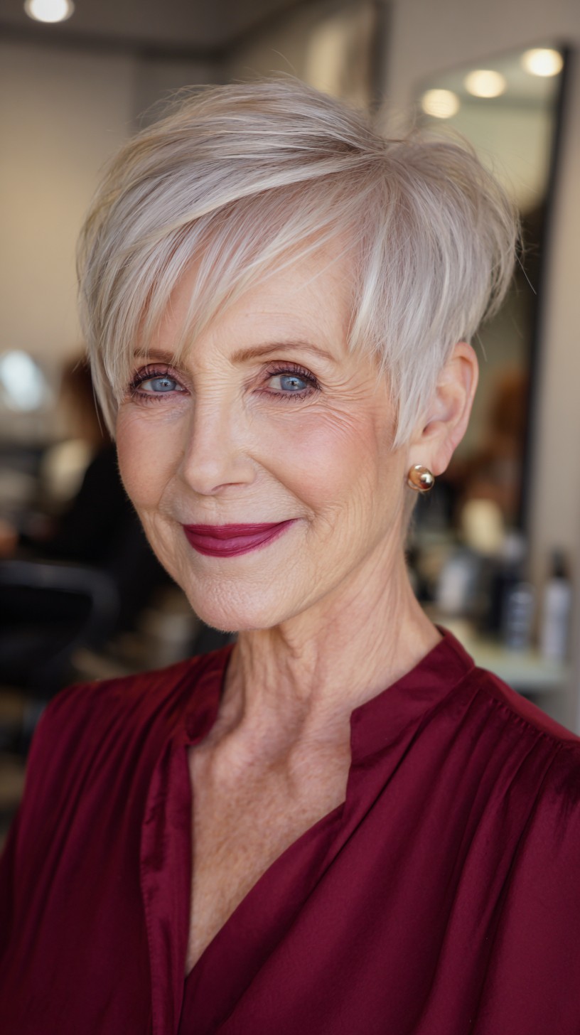 Silver Slate Short Pixie with Volume