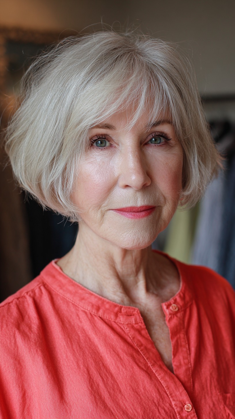 Silver Swoop Bob with Gentle Layering