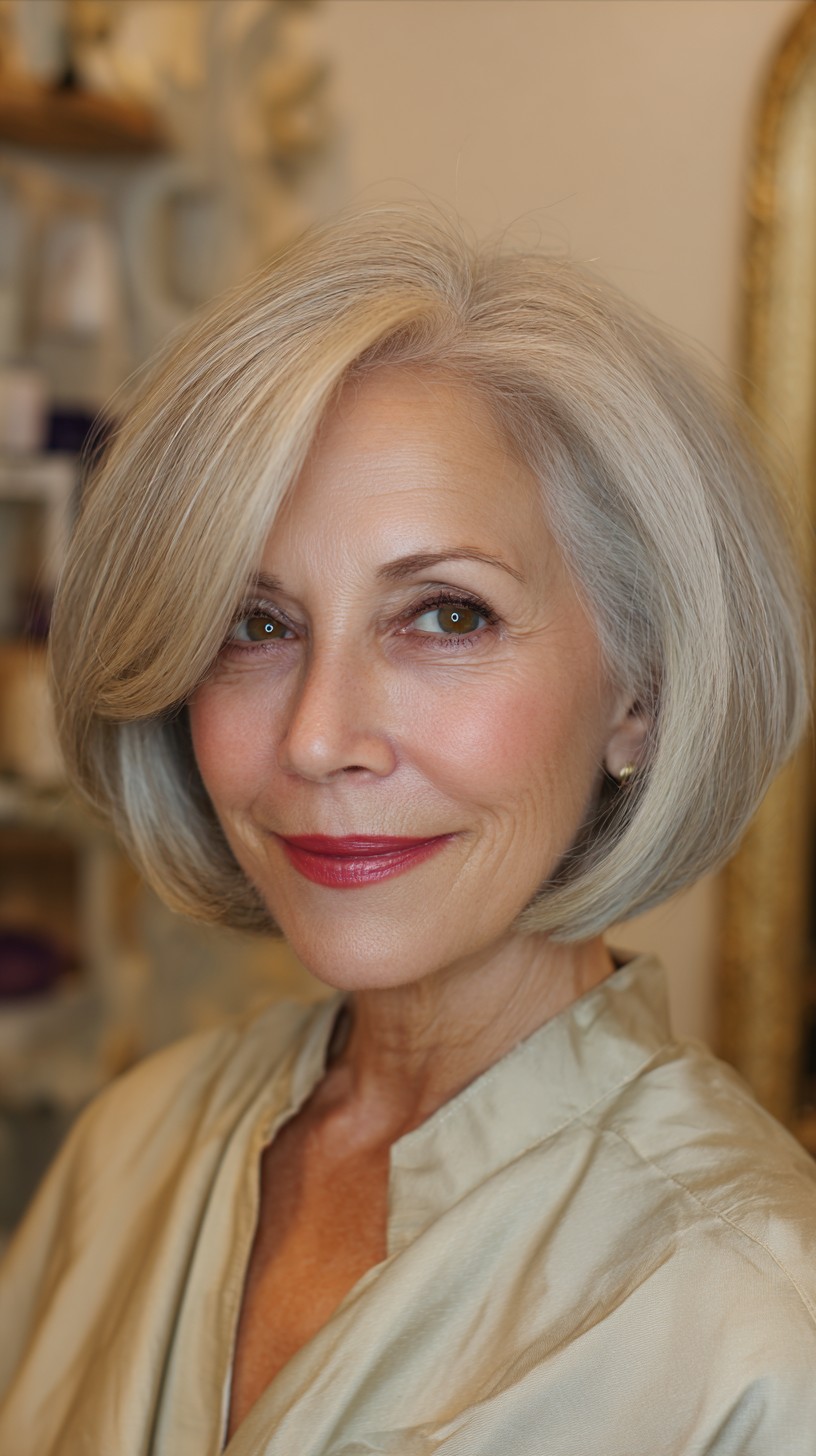 Silver Whisper-Light Bob with Wispy Bangs