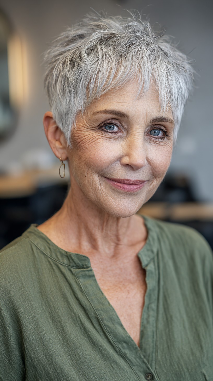 Sleek Silver Textured Crop with Natural Flow