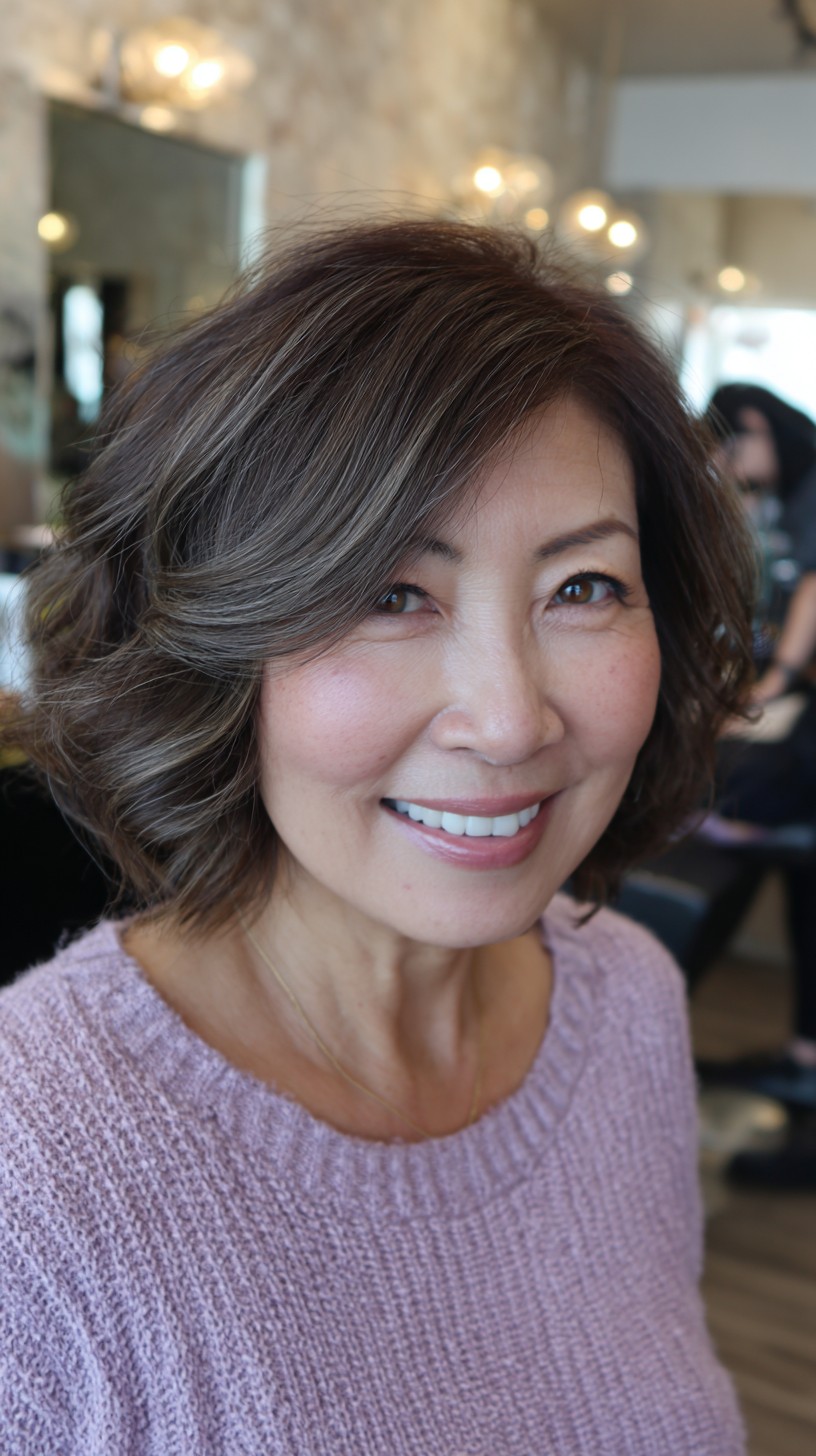 Soft Caramel Waves with Deep Side Part