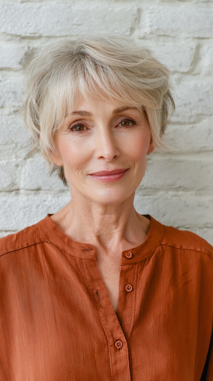 Soft Grey Layered Pixie with Subtle Waves