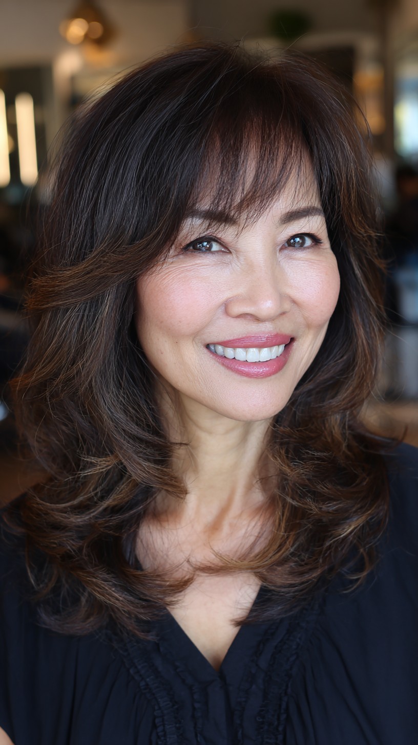 Soft Layered Waves with Face-Framing Highlights