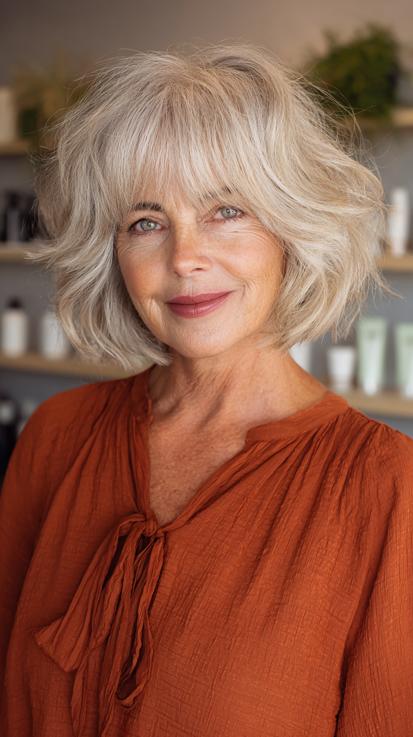 Soft Textured Bob with Face-Framing Bangs