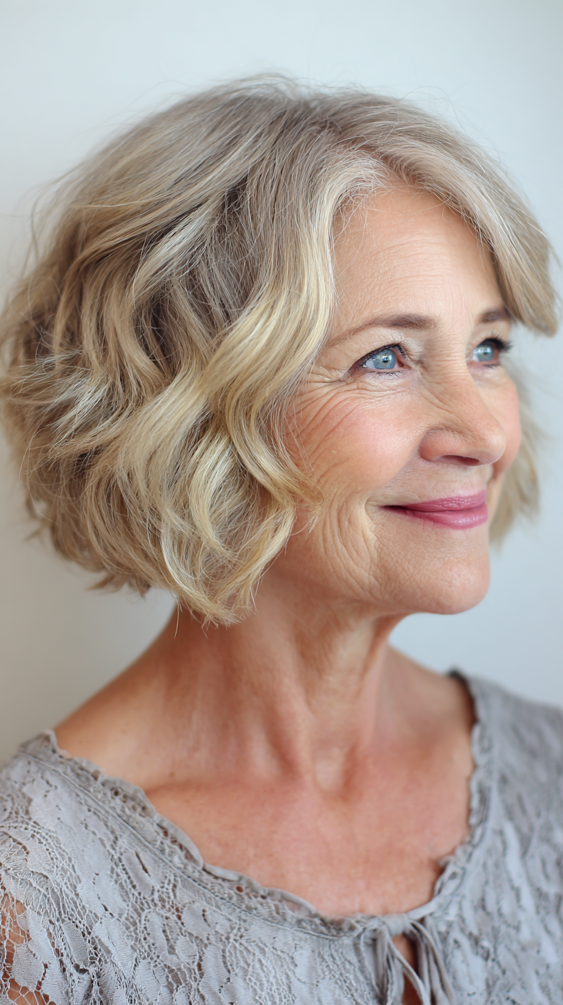 Soft Textured Chin-Length Bob with Gentle Waves