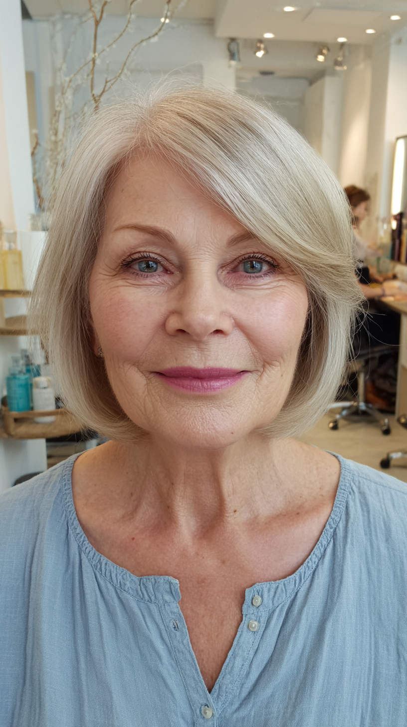 Softly Feathered Chin-Length Bob with Subtle Movement