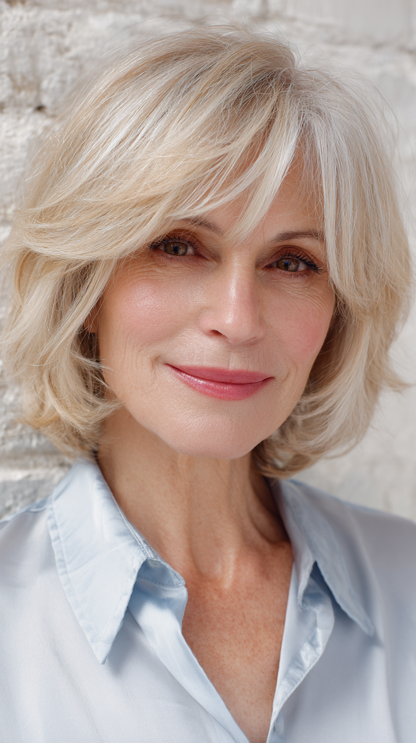 Softly Layered Bob with Gentle Bangs