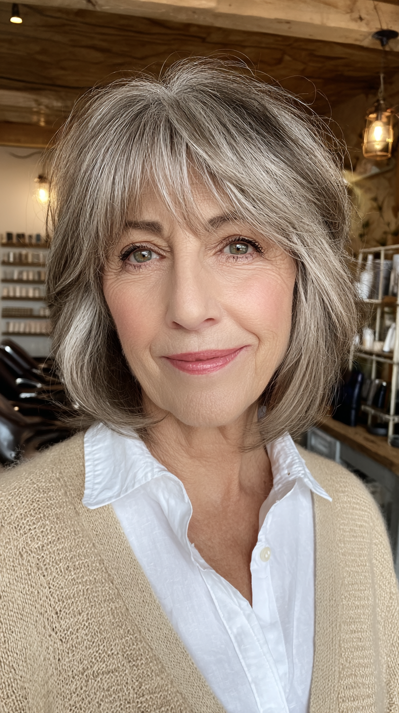 Softly Textured Bob with Long Bangs
