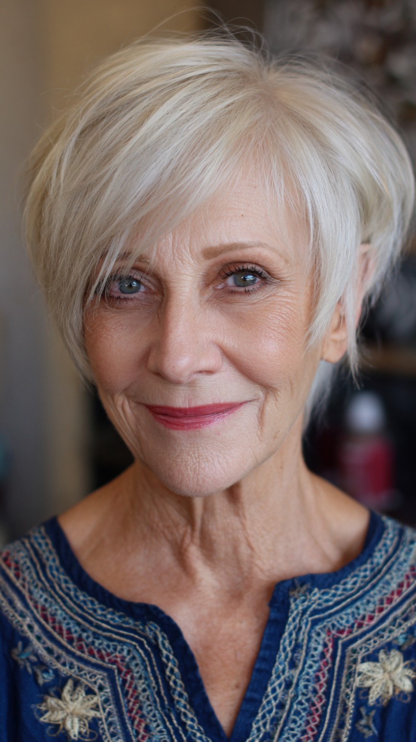 Stylish Ash Blonde Crop with Delicate Framing