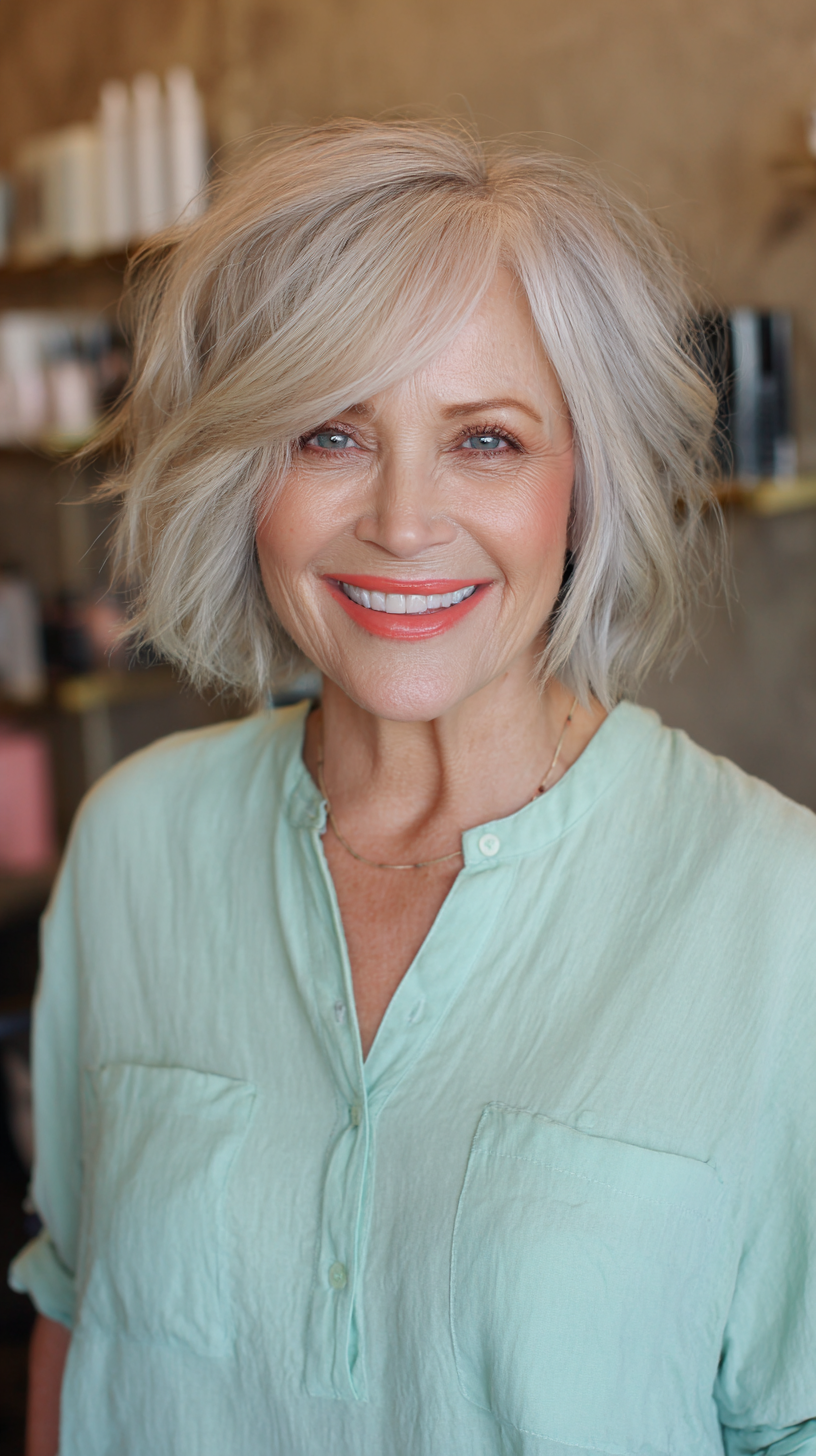 Stylish Textured Bob with Wispy Bangs
